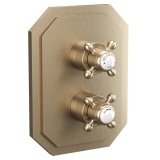 Cutout image of Crosswater Belgravia Brushed Brass Triple Outlet Thermostatic Shower Valve